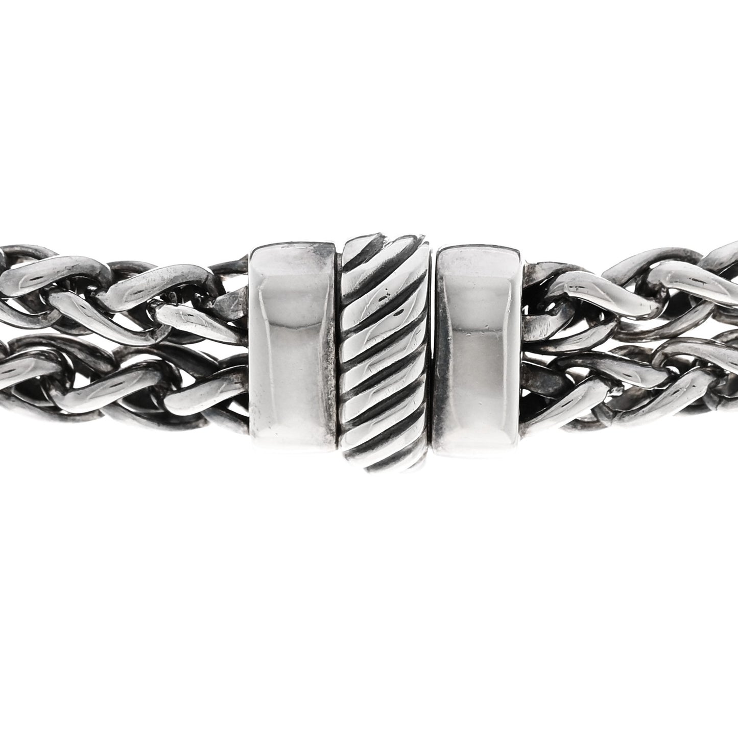 Sterling Silver Diamond 18mm Double Wheat Chain Necklace