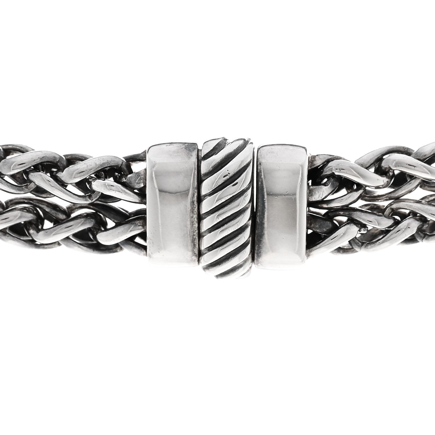 David Yurman Sterling Silver Diamond 18mm Double Wheat Chain Necklace 4 of 6