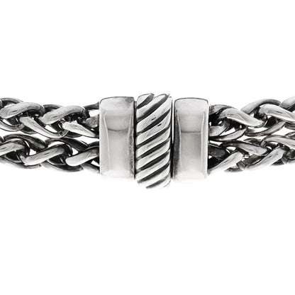 David Yurman Sterling Silver Diamond 18mm Double Wheat Chain Necklace 4 of 6