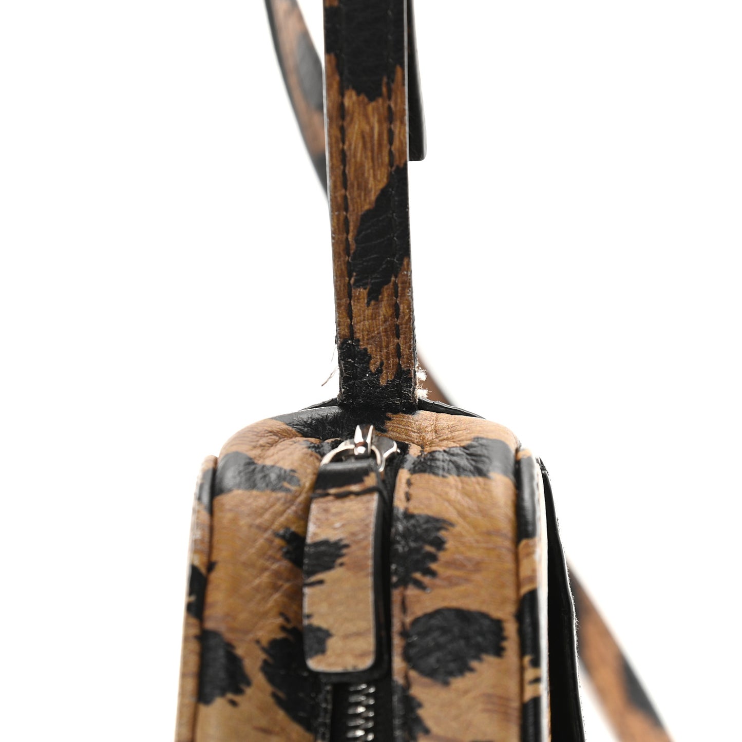 Calfskin Printed Leopard XS Everyday Camera Bag Beige White
