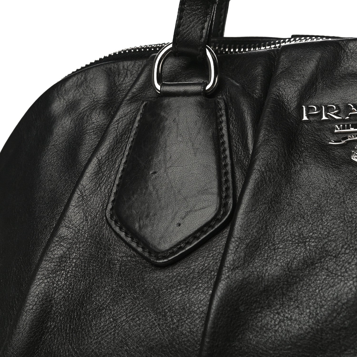 Prada Soft Calf Pleated Tote Black 13 of 21