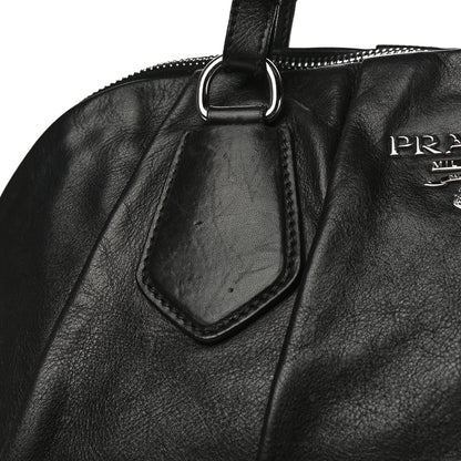 Prada Soft Calf Pleated Tote Black 13 of 21