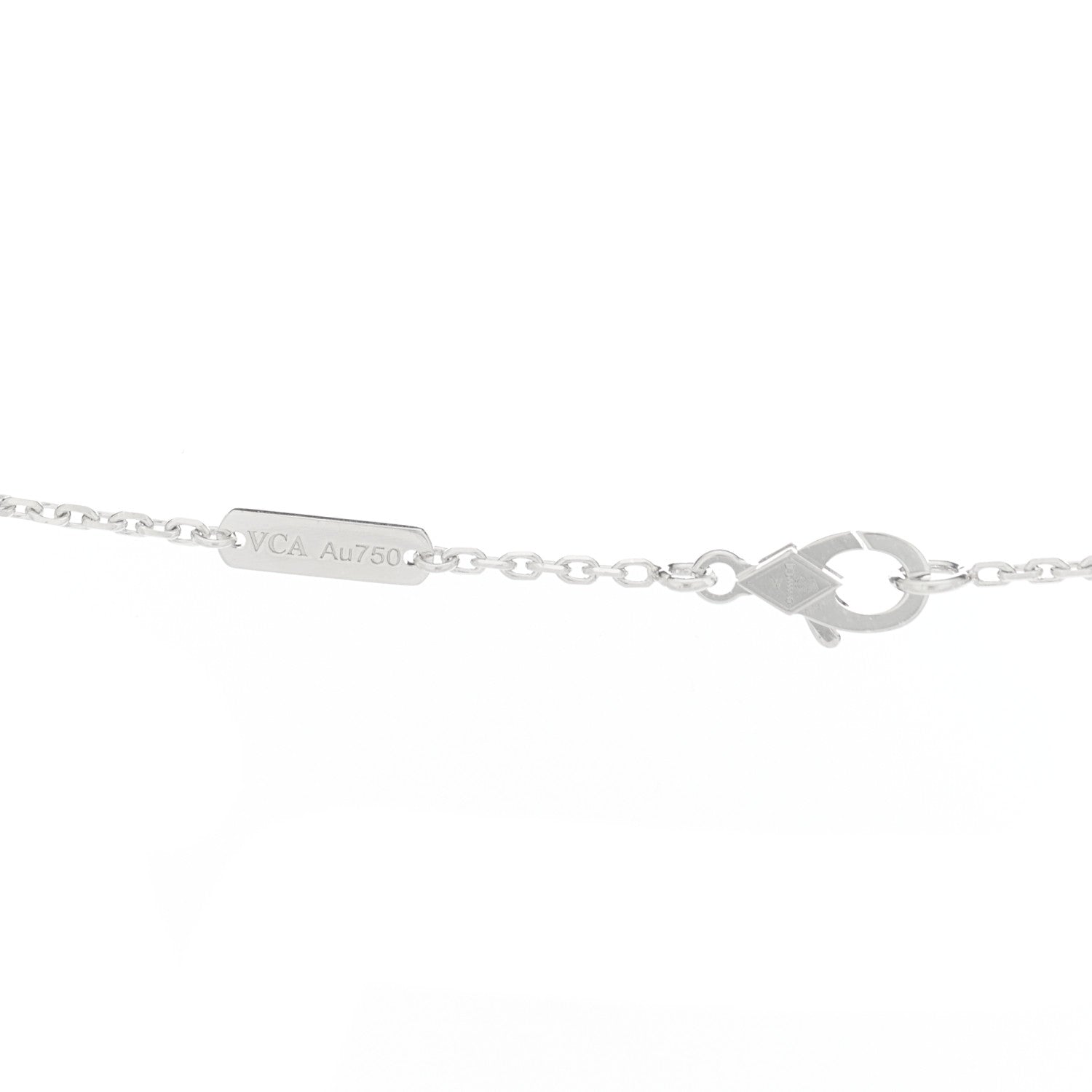 Van Cleef & Arpels 18K White Rose Gold Diamond Guilloche Vintage Alhambra Pendant Necklace 4 of 6