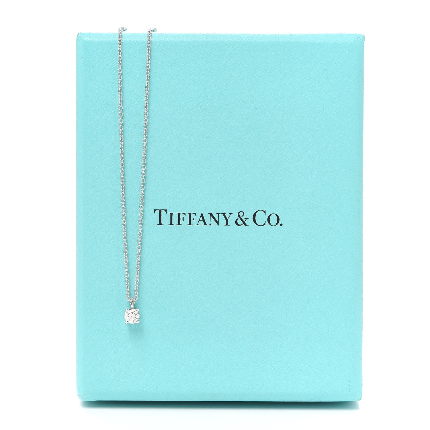 Tiffany Platinum Diamond .17ct Solitaire Pendant Necklace 6 of 6