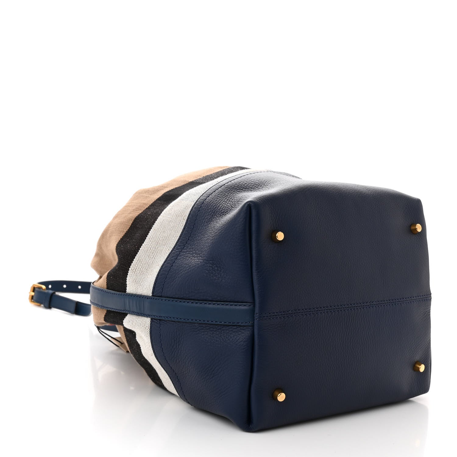 Burberry Grainy Calfskin House Check Canvas Heston Crossbody Blue 5 of 11