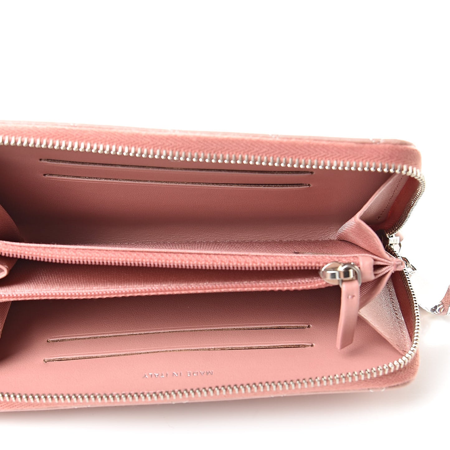 Ombre Patent Calfskin Quilted Small Zip Around Wallet Pink White