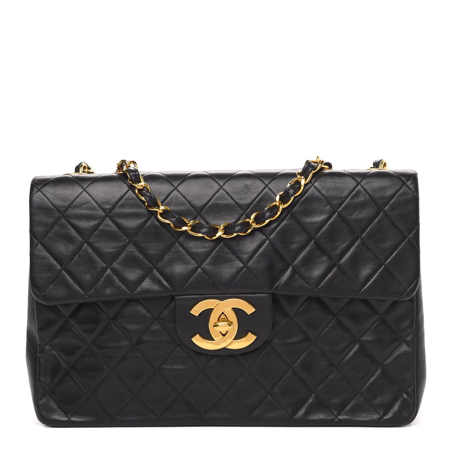 Chanel Lambskin Quilted XL Jumbo Single Flap Black 1 of 14