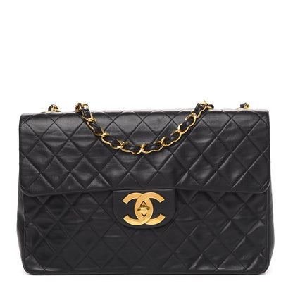 Chanel Lambskin Quilted XL Jumbo Single Flap Black 1 of 14