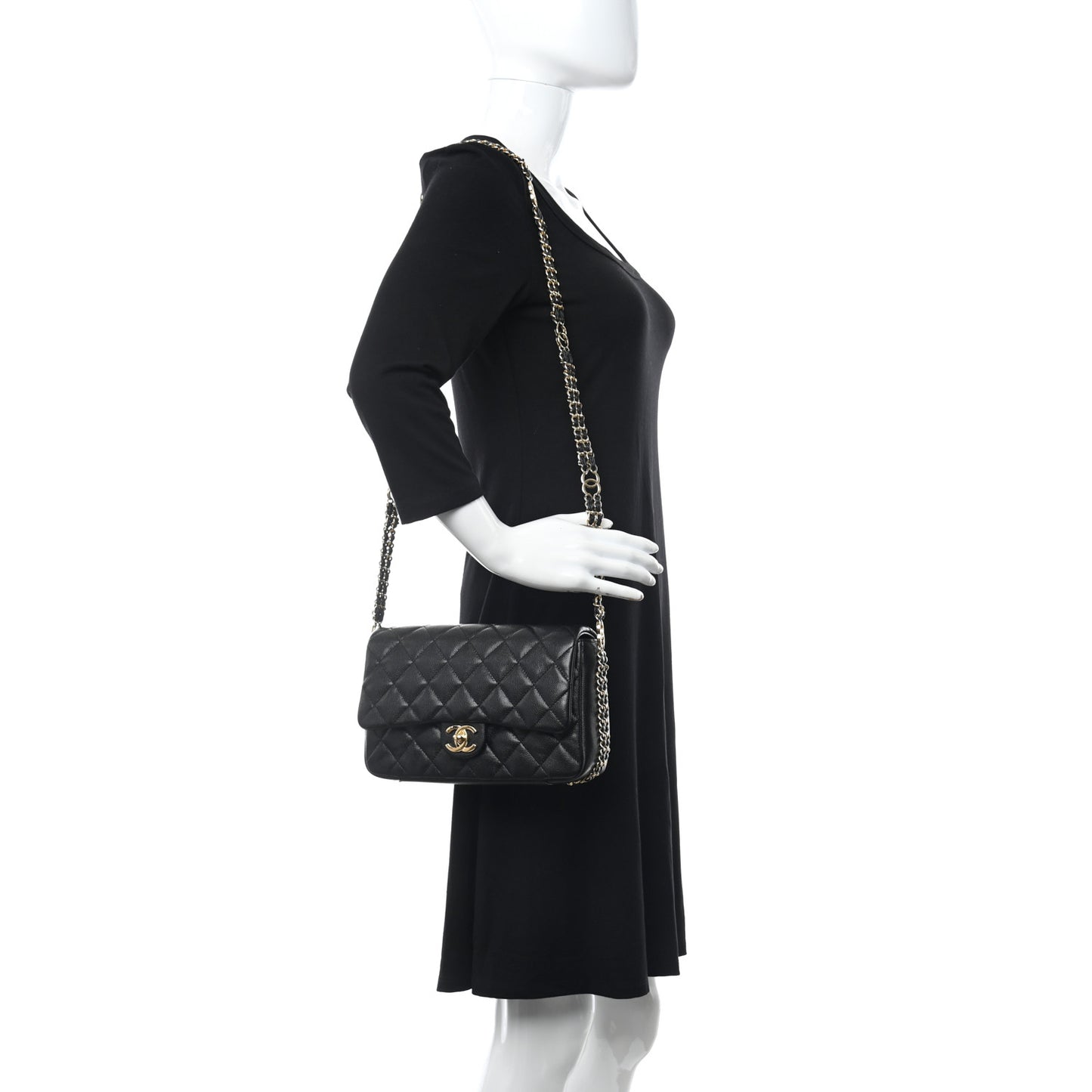 Caviar Quilted Small CC You Flap Black