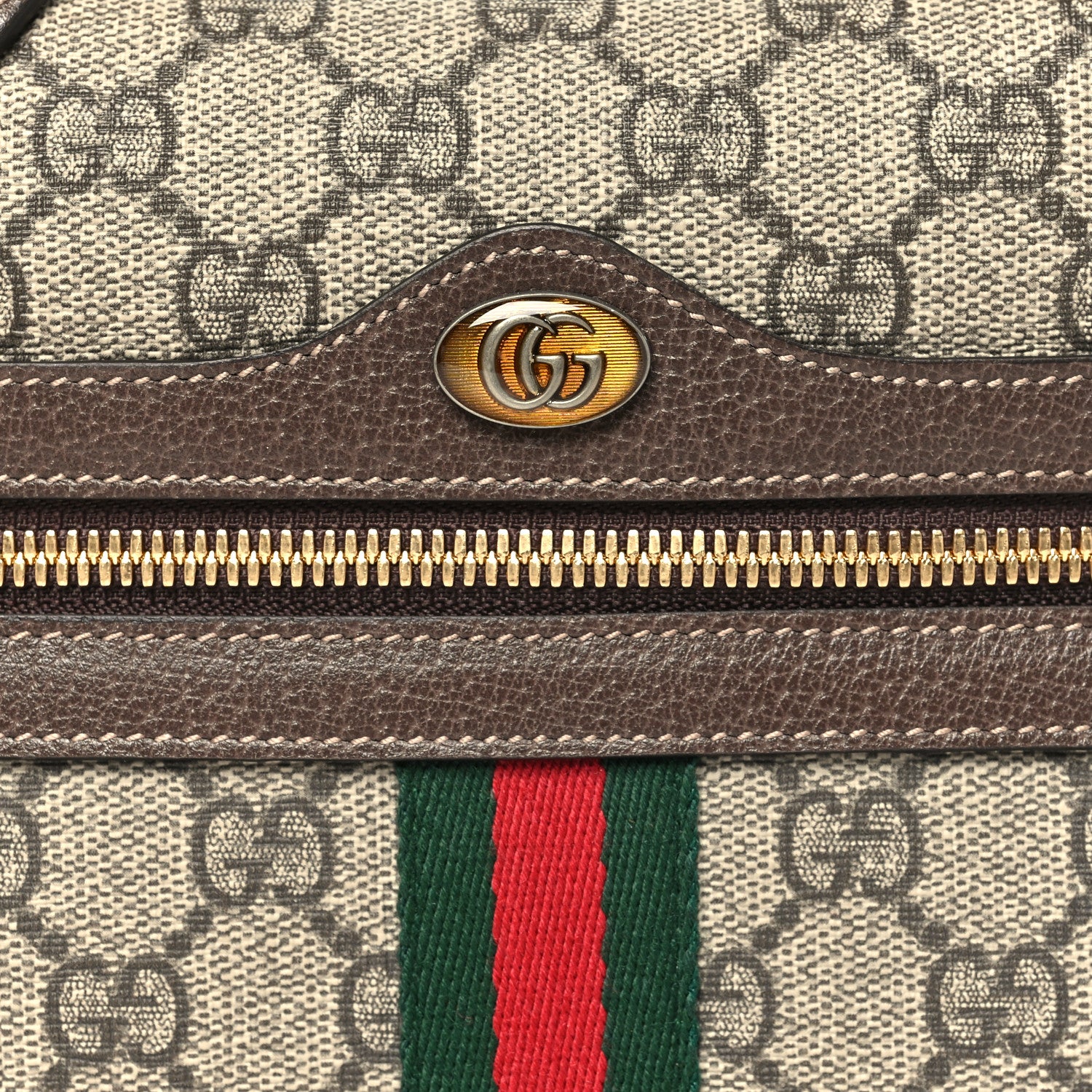 Gucci GG Supreme Monogram Web Small Ophidia Shoulder Bag Brown 7 of 9