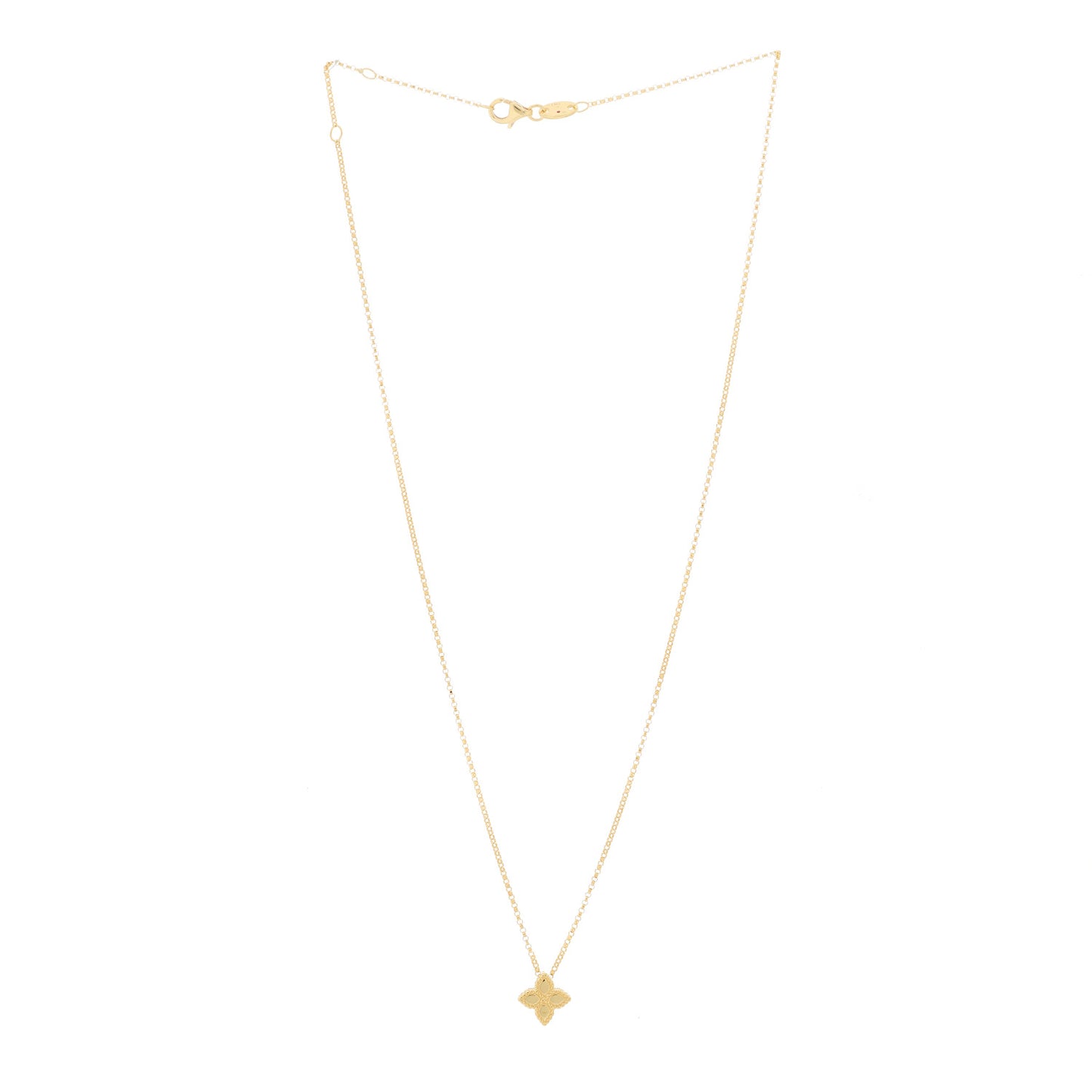 18K Yellow Gold Small Princess Flower Pendant Necklace