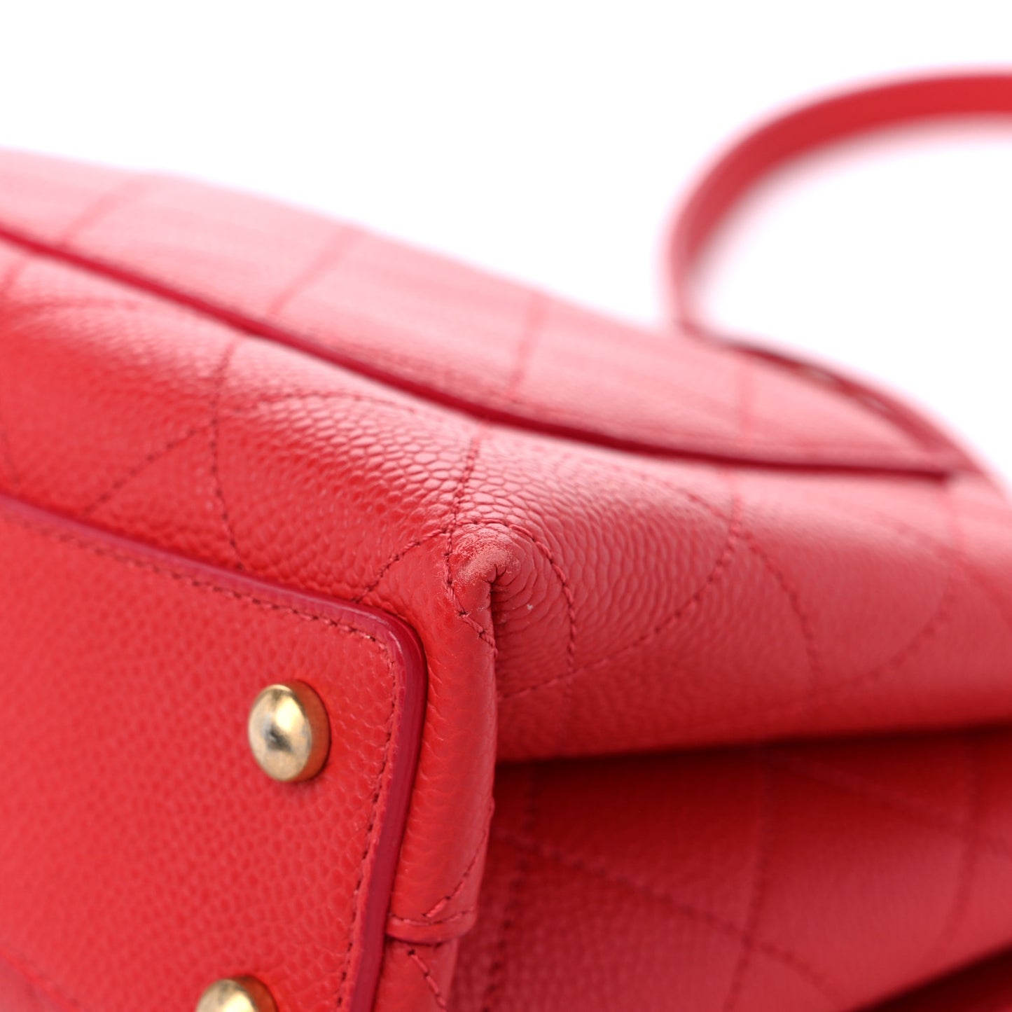 Grained Calfskin Small Stitched Flap Red