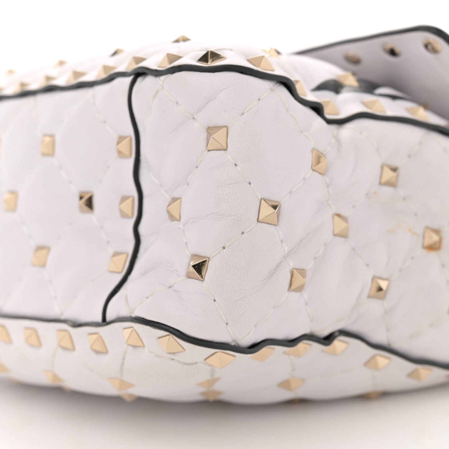 Lambskin VLTN Print Medium Rockstud Spike Shoulder Bag Optic White Black