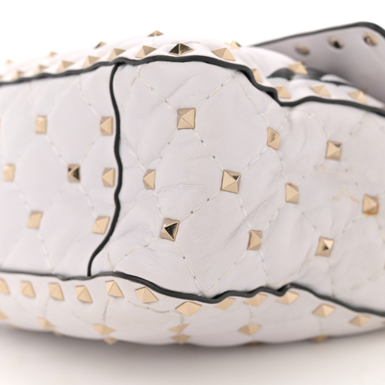 Valentino Garavani Lambskin VLTN Print Medium Rockstud Spike Shoulder Bag Optic White Black 9 of 10
