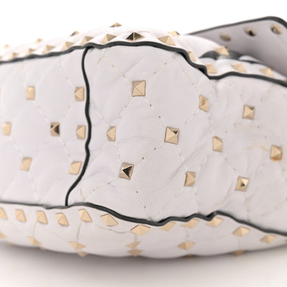 Valentino Garavani Lambskin VLTN Print Medium Rockstud Spike Shoulder Bag Optic White Black 9 of 10