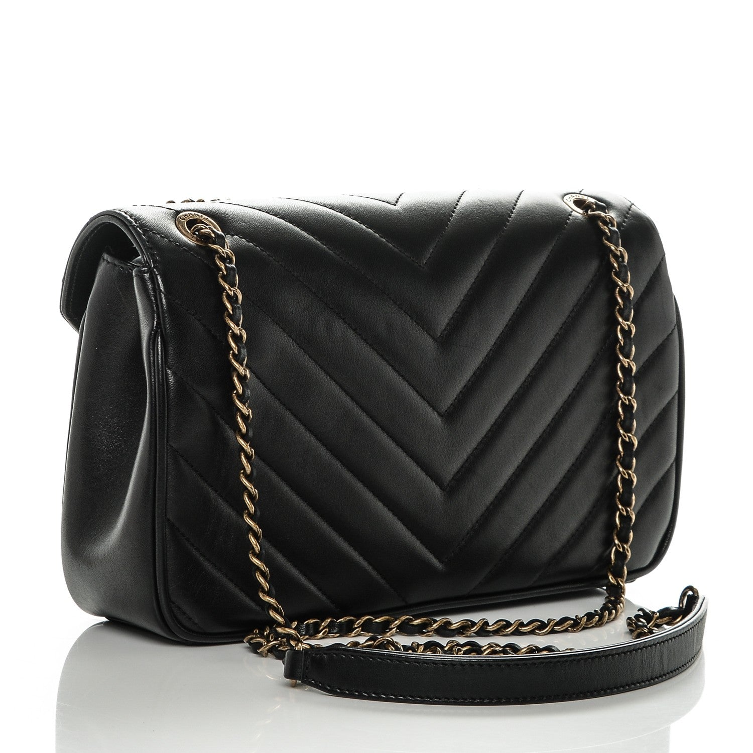 Chanel Lambskin Chevron Quilted Small Pyramid CC Flap Black 3 of 7