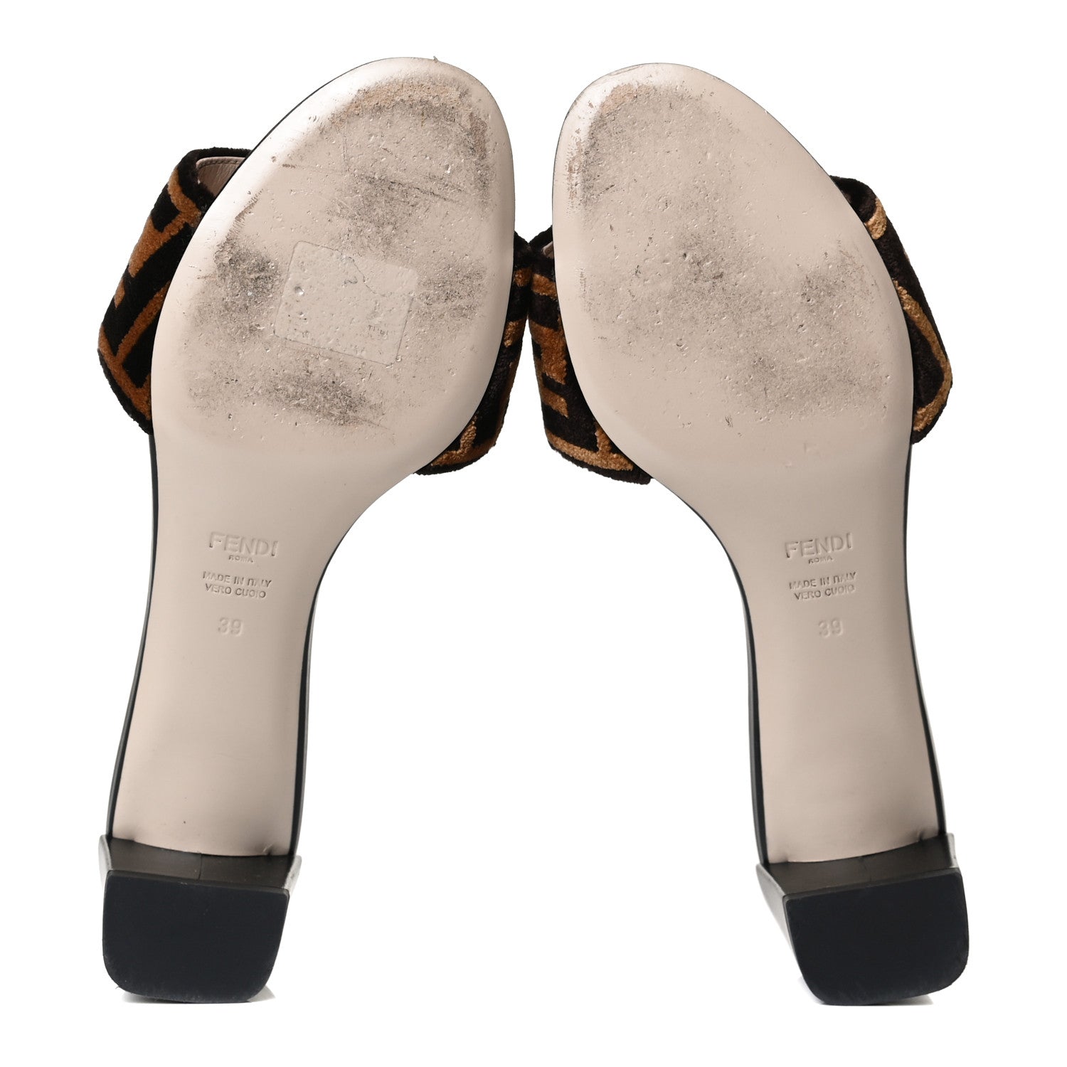 Fendi Velvet FF Slide Sandals 39 Tobacco 7 of 12