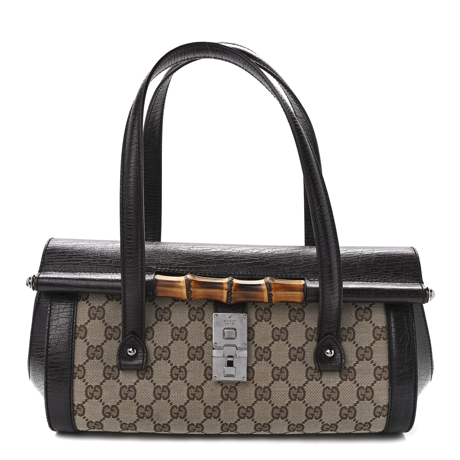 Gucci Monogram Bamboo Bullet Bag Dark Brown 1 of 12
