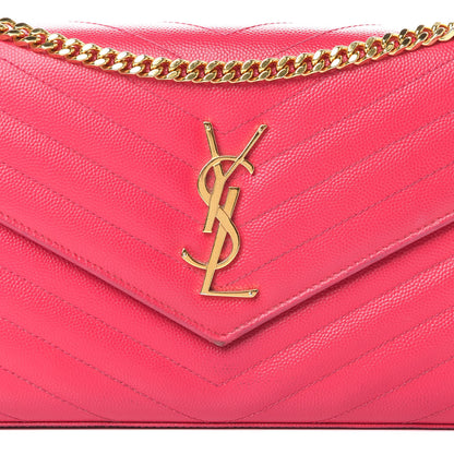 Saint Laurent Grain De Poudre Matelasse Chevron Monogram Chain Wallet Bubblegum 9 of 19
