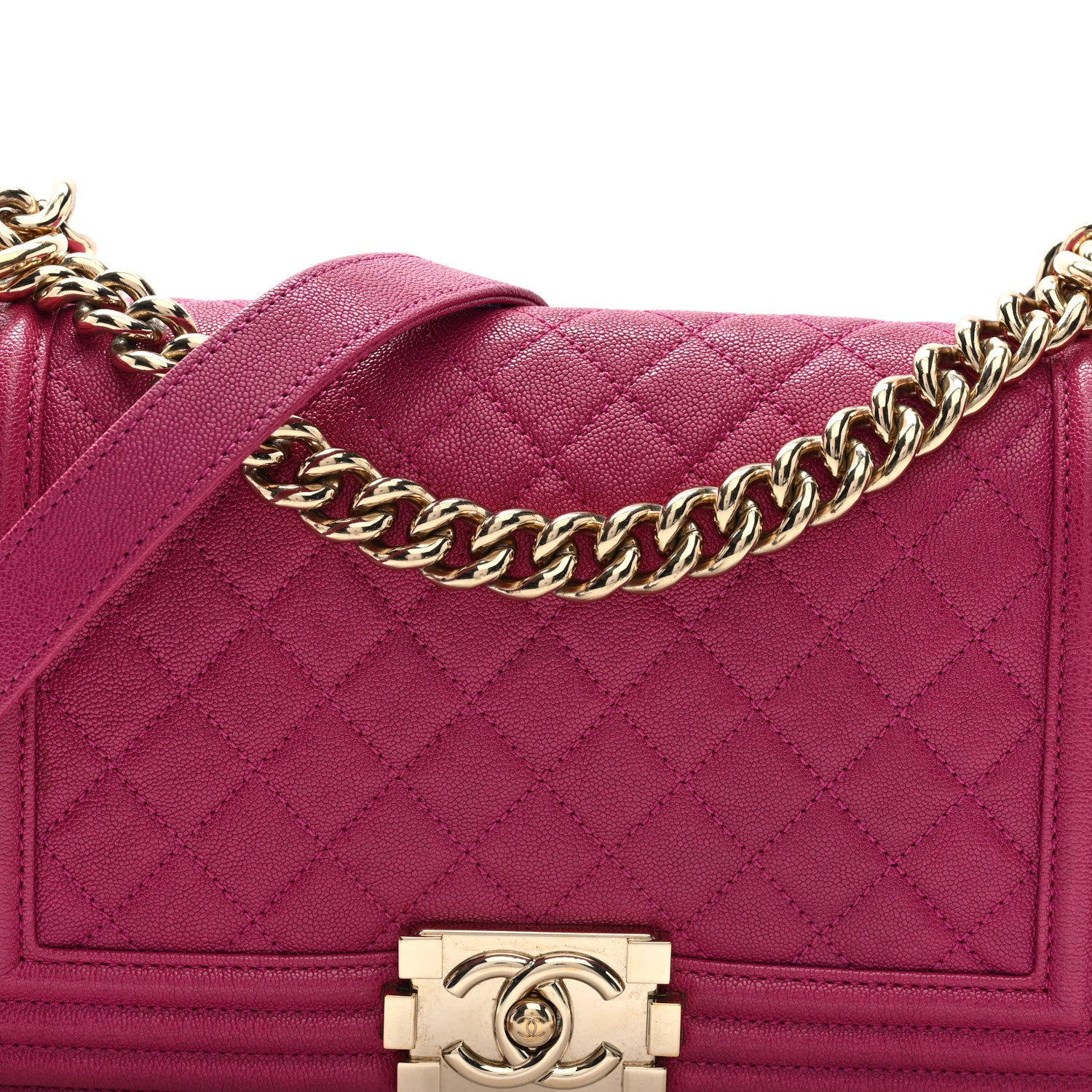 Chanel Caviar Quilted Medium Boy Flap Dark Pink 8 of 10