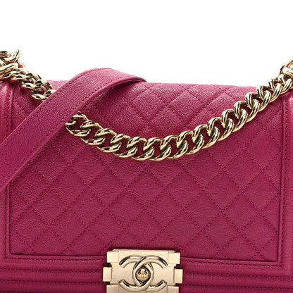 Chanel Caviar Quilted Medium Boy Flap Dark Pink 8 of 10