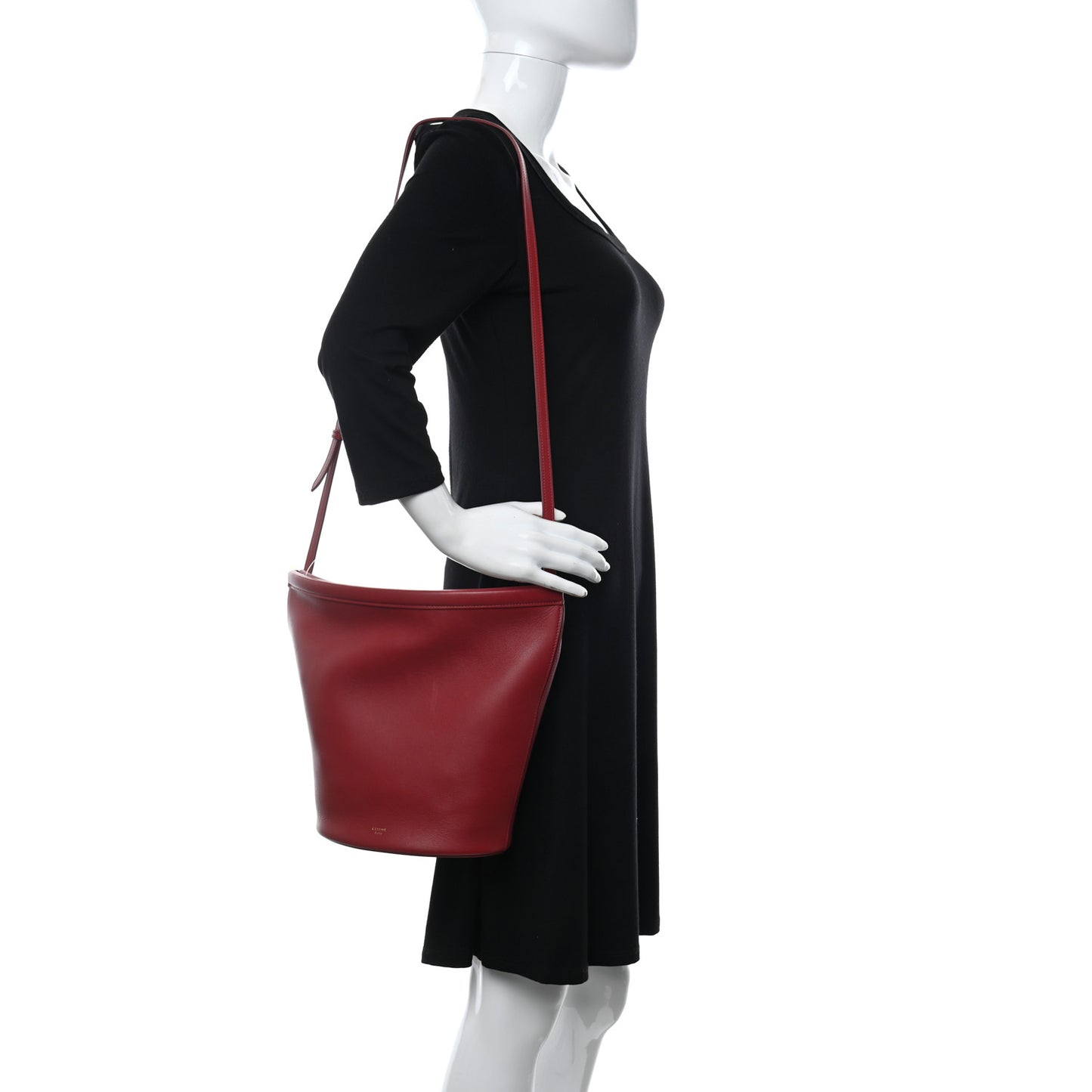 Smooth Calfskin Clasp Bucket Bag Red