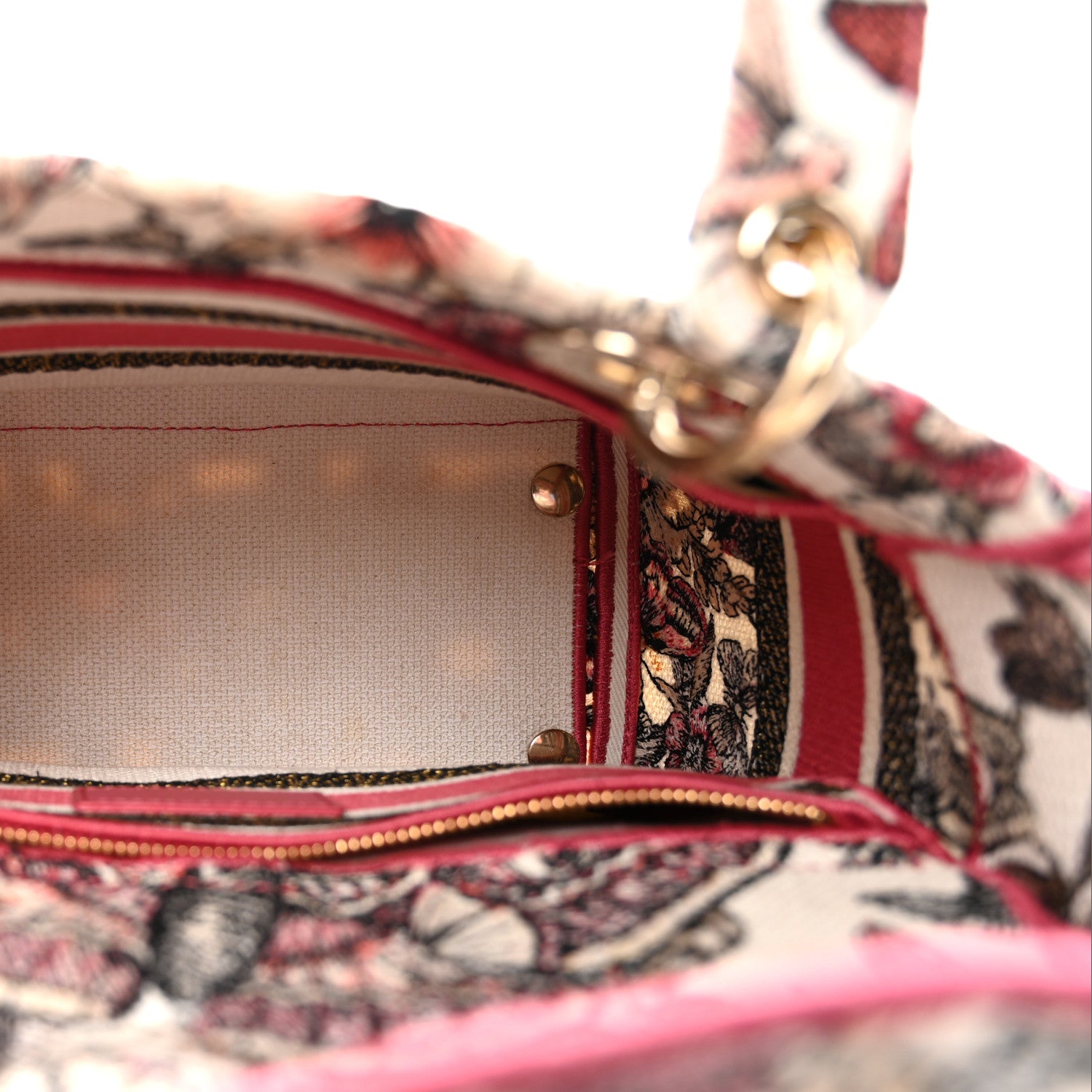 Christian Dior Canvas Embroidered Butterfly Print Medium Lady D-Lite  Multicolor 5 of 9