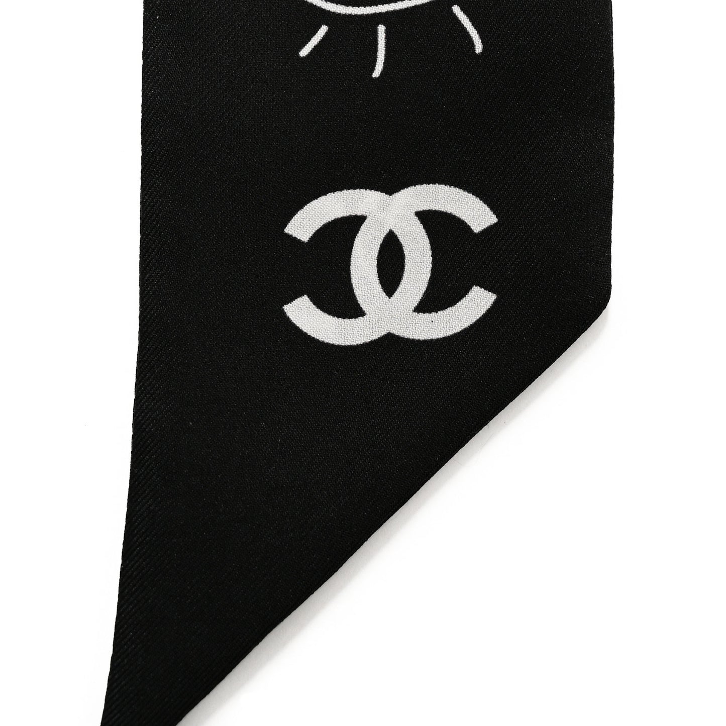 Silk Slim Bandeau Scarf Black White