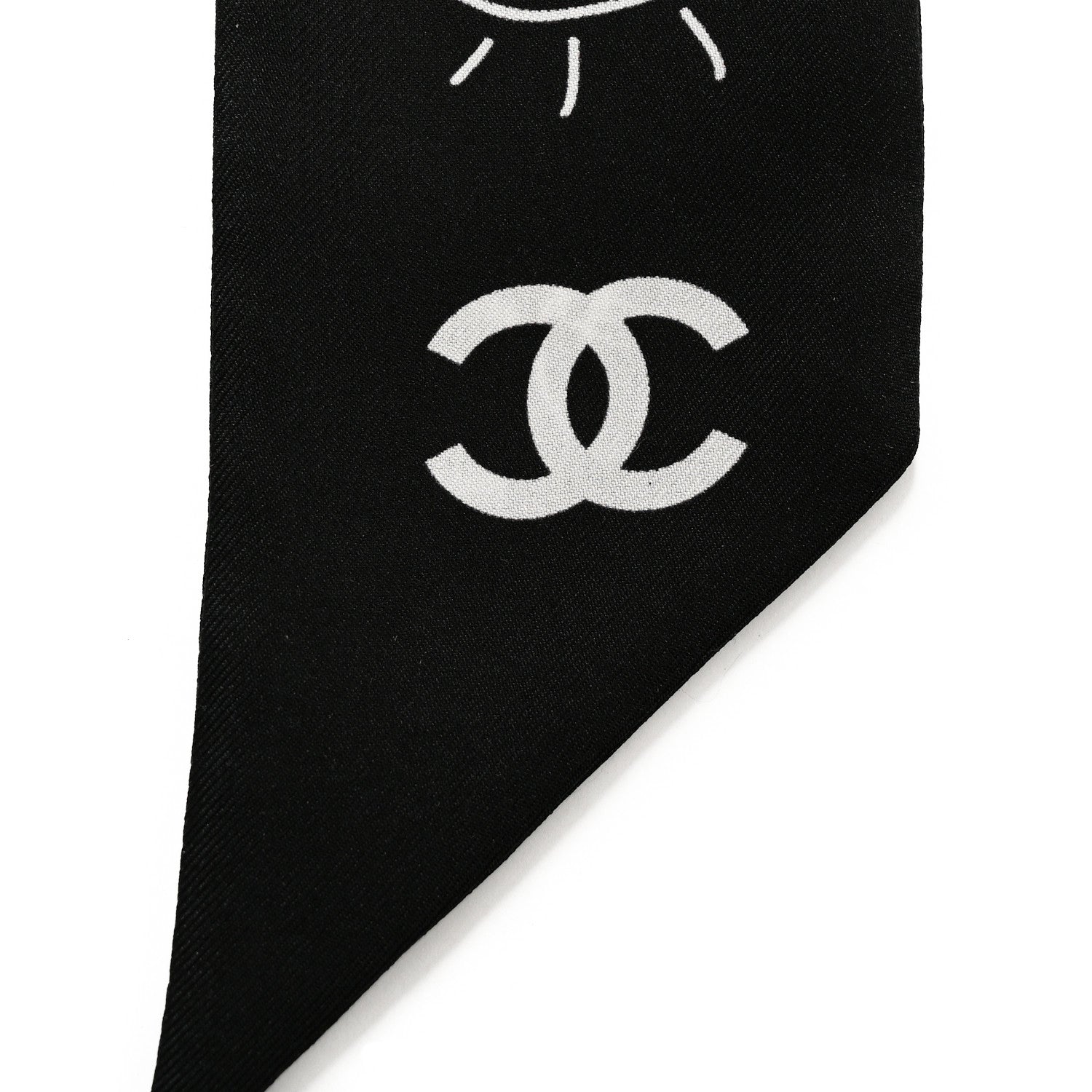 Chanel Silk Slim Bandeau Scarf Black White 2 of 4