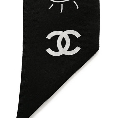 Chanel Silk Slim Bandeau Scarf Black White 2 of 4