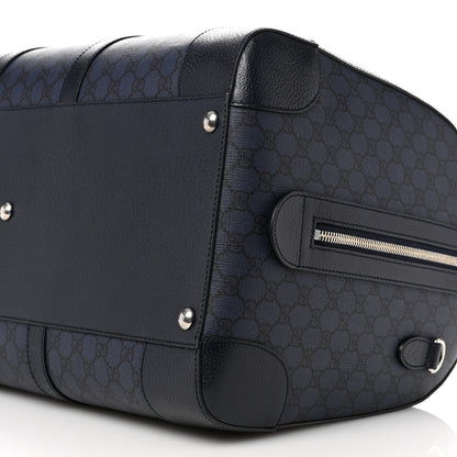 Gucci GG Supreme Monogram Textured Dollar Calfskin Large Savoy Duffle Bag Grey Black Blue 8 of 8