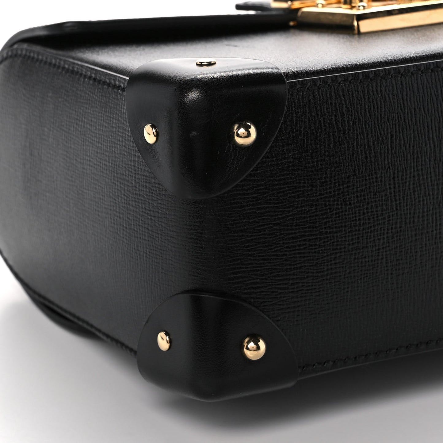 Calfskin Small Padlock Bamboo Shoulder Bag Black
