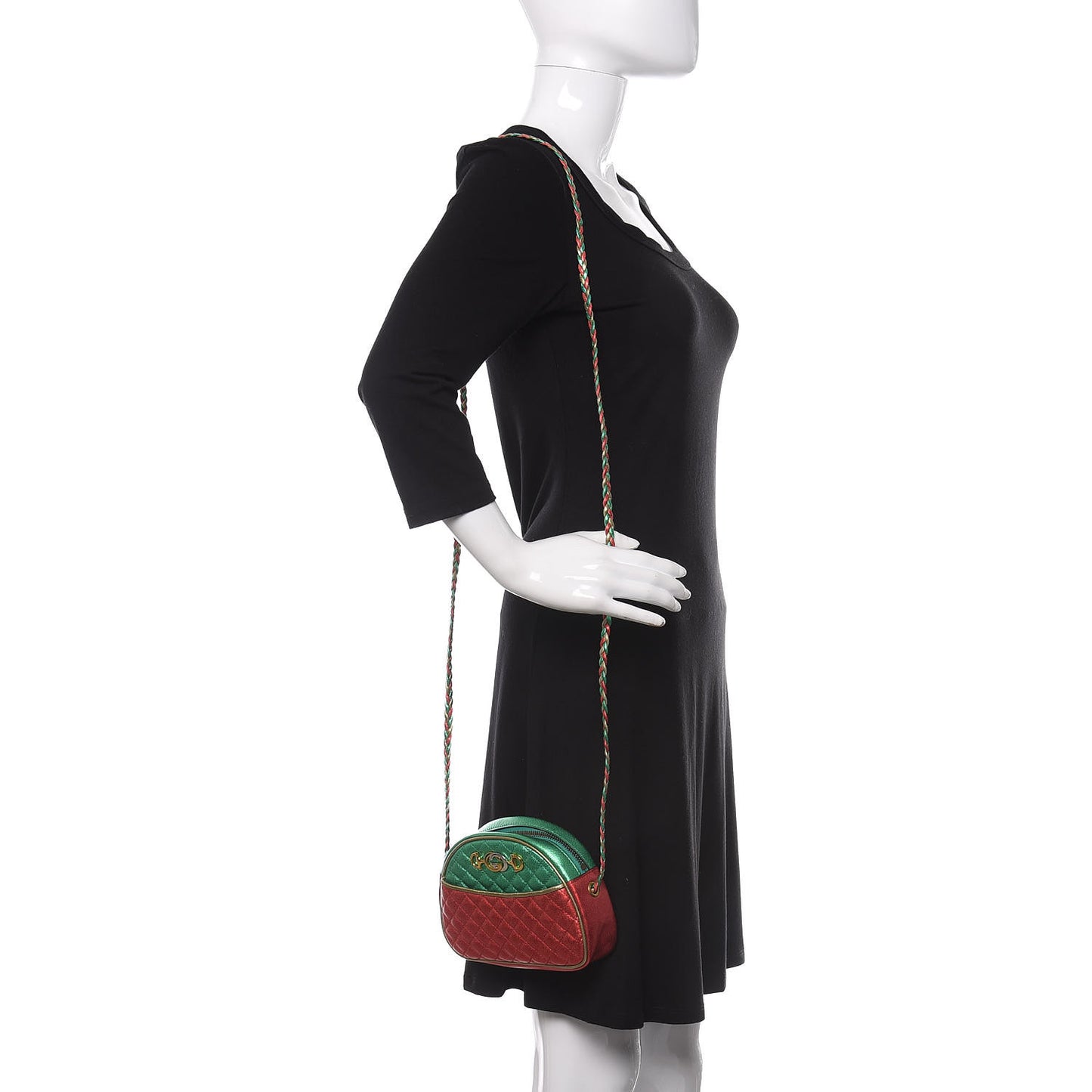 Laminated Nappa Trapuntata Mini Zumi Dome Shoulder Bag Rosso Jasmine Green Rame