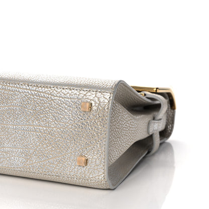 Delvaux Metallic Crispy Calfskin MM Metal Frame Tempete Satchel Antique Silver 10 of 13