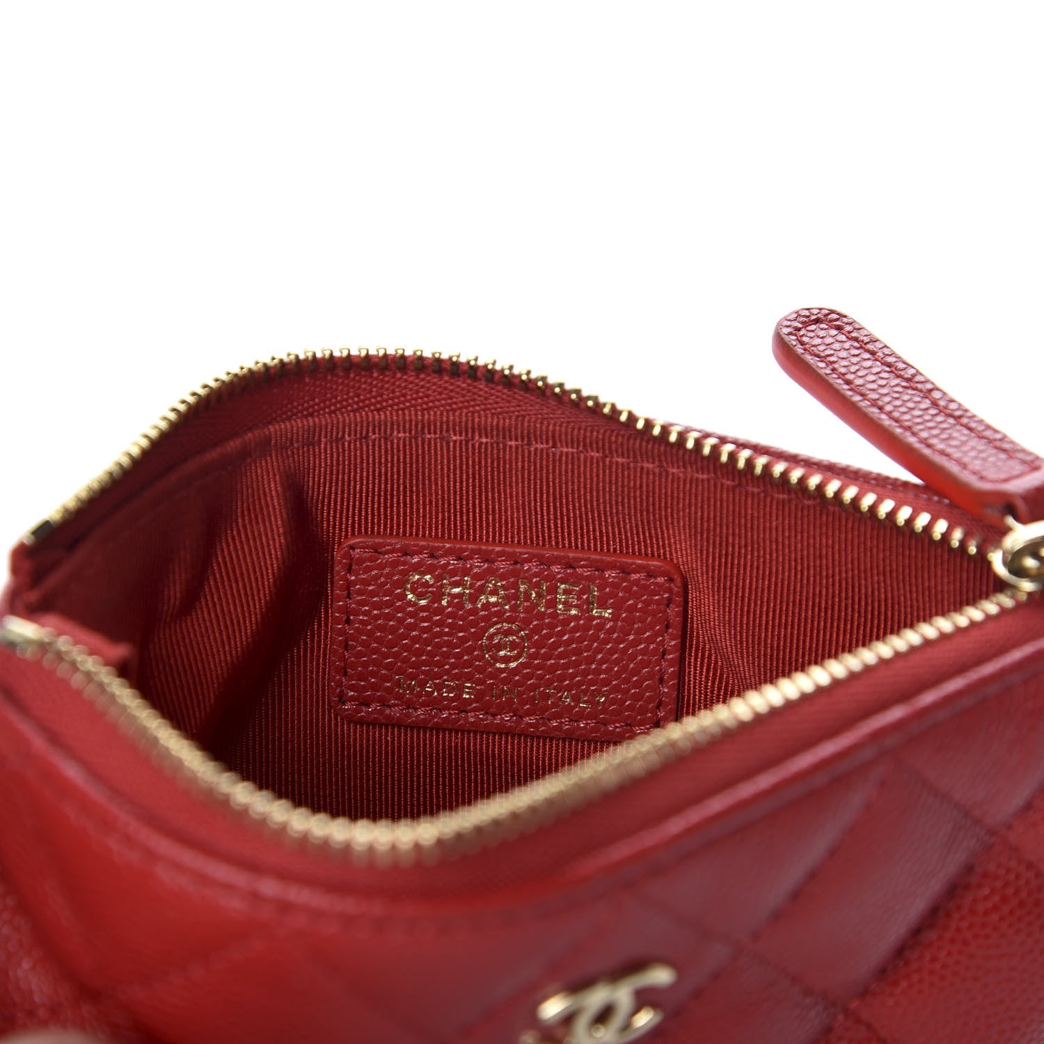 Chanel Caviar Quilted Small Cosmetic Case Dark Red 6 of 8