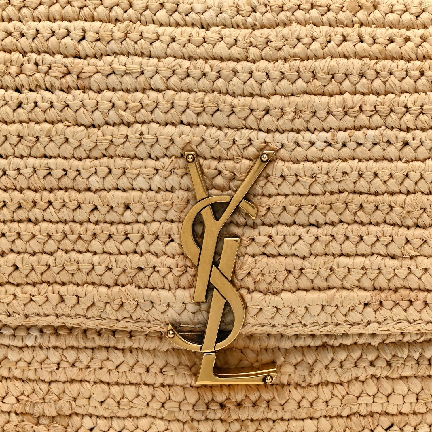 Saint Laurent Raffia Calfskin Medium Monogram Solferino Satchel Naturale Brick 8 of 13