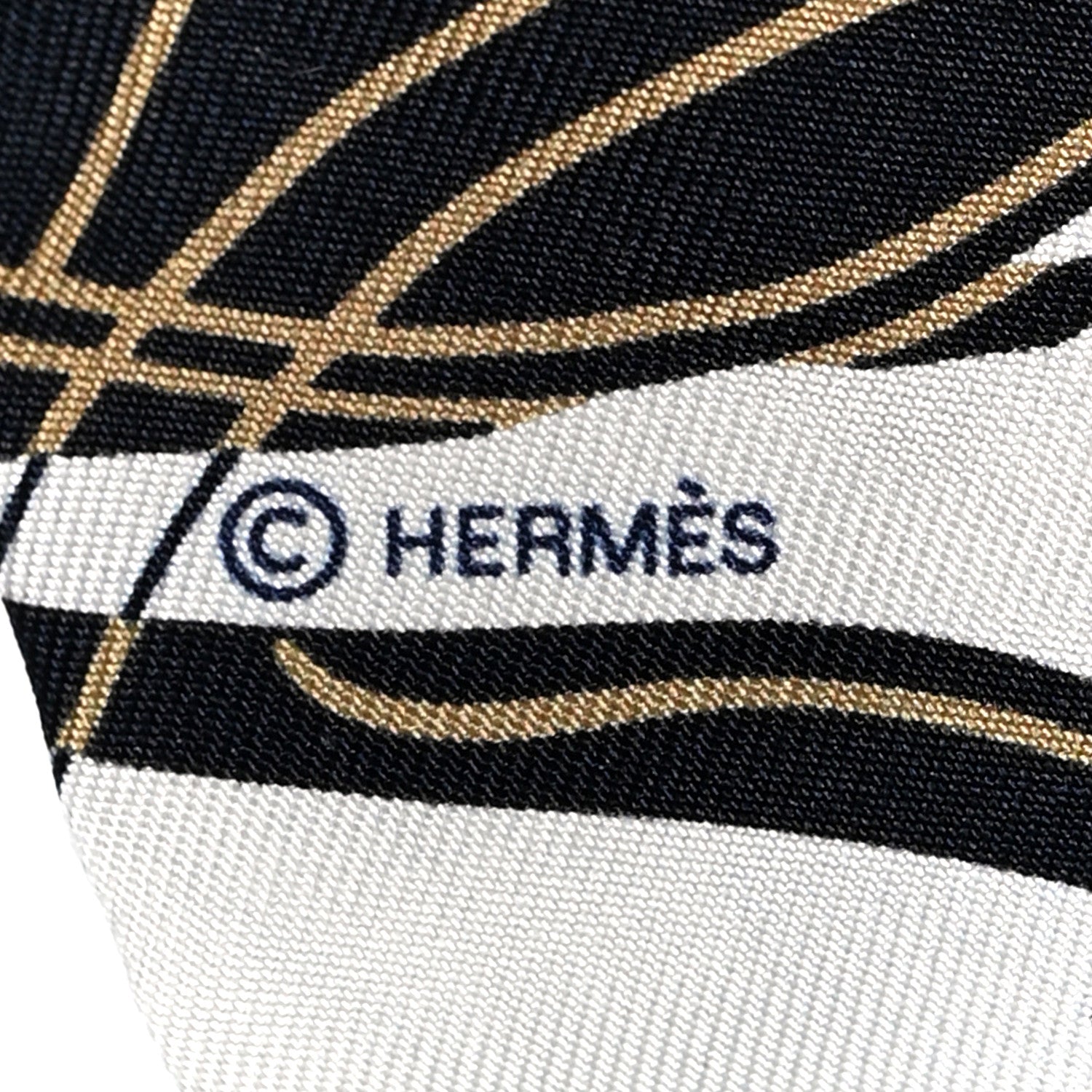Hermes Silk Ex-Libris Twilly White Marine Gris 4 of 4