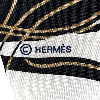 Hermes Silk Ex-Libris Twilly White Marine Gris 4 of 4