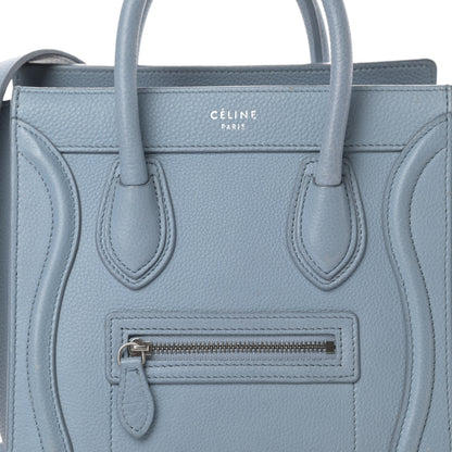 Celine Drummed Calfskin Nano Luggage Blue 8 of 16