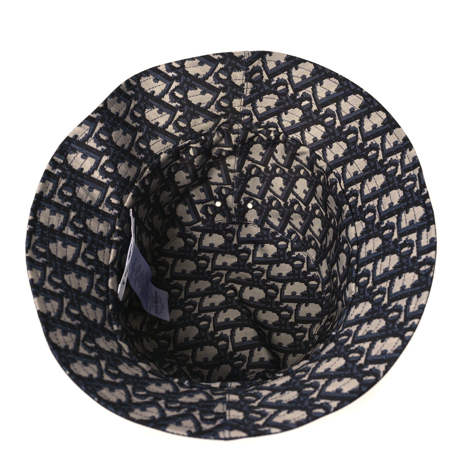 Christian Dior Polyester Cotton Oblique Teddy-D Brim Bucket Hat 58 Navy 11 of 12