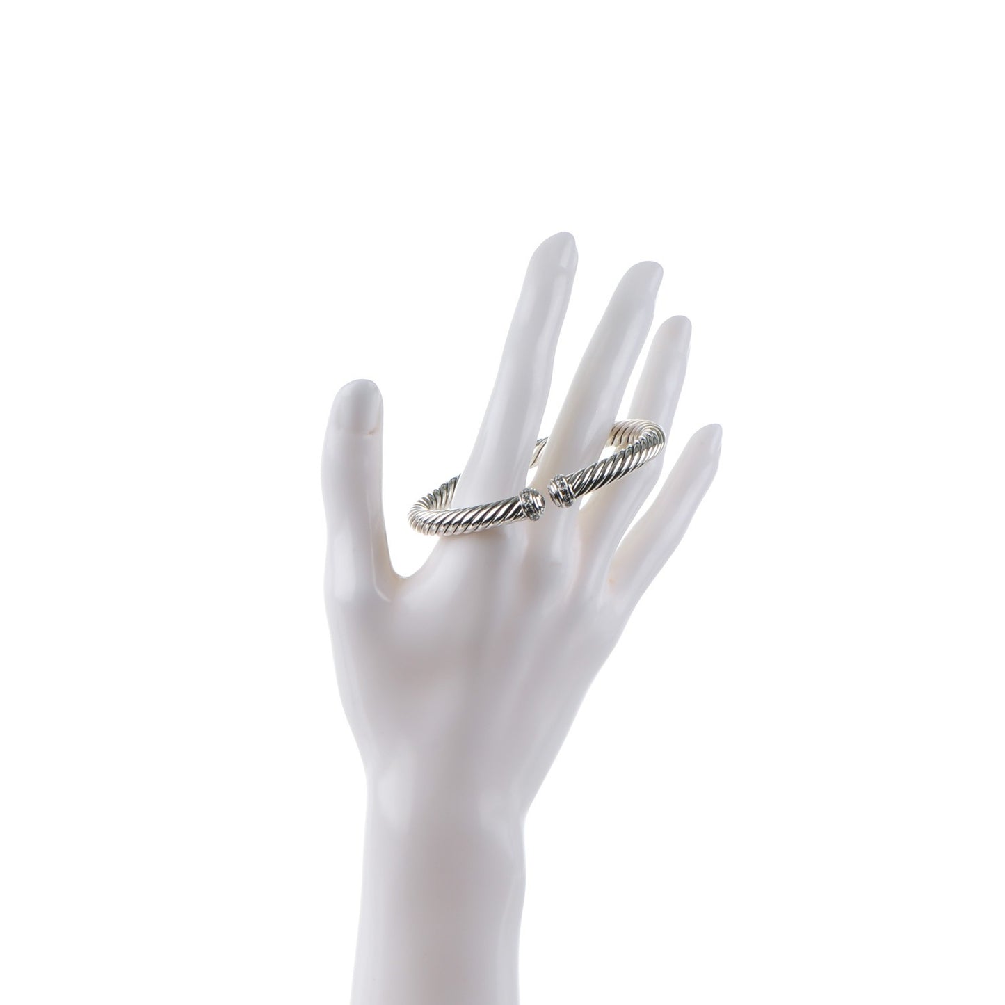 Sterling Silver Pave Diamond 7mm Cablespira Bracelet
