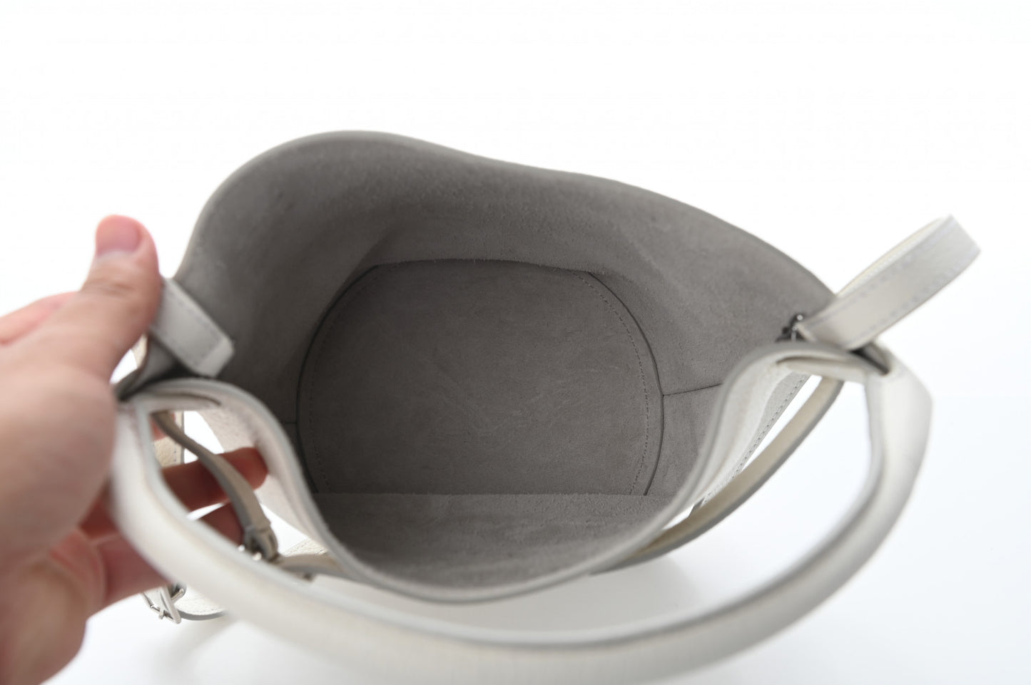 Supple Grained Calfskin Nano Big Bag Bucket White