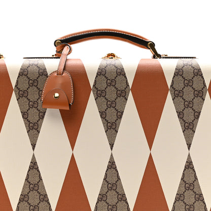 Gucci GG Supreme Monogram Boarded Dyana Calfskin Rhombus Print Savoy Medium Rigid Suitcase Beige Ebony Mystic White Hazel Brown 6 of 13