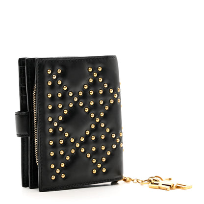 Christian Dior Lambskin Cannage Studded Lady Dior Compact Wallet Black 3 of 7