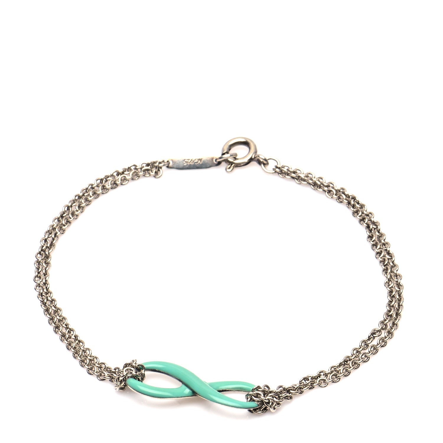 Tiffany Sterling Silver Enamel Infinity Bracelet Blue 1 of 6