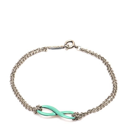 Tiffany Sterling Silver Enamel Infinity Bracelet Blue 1 of 6