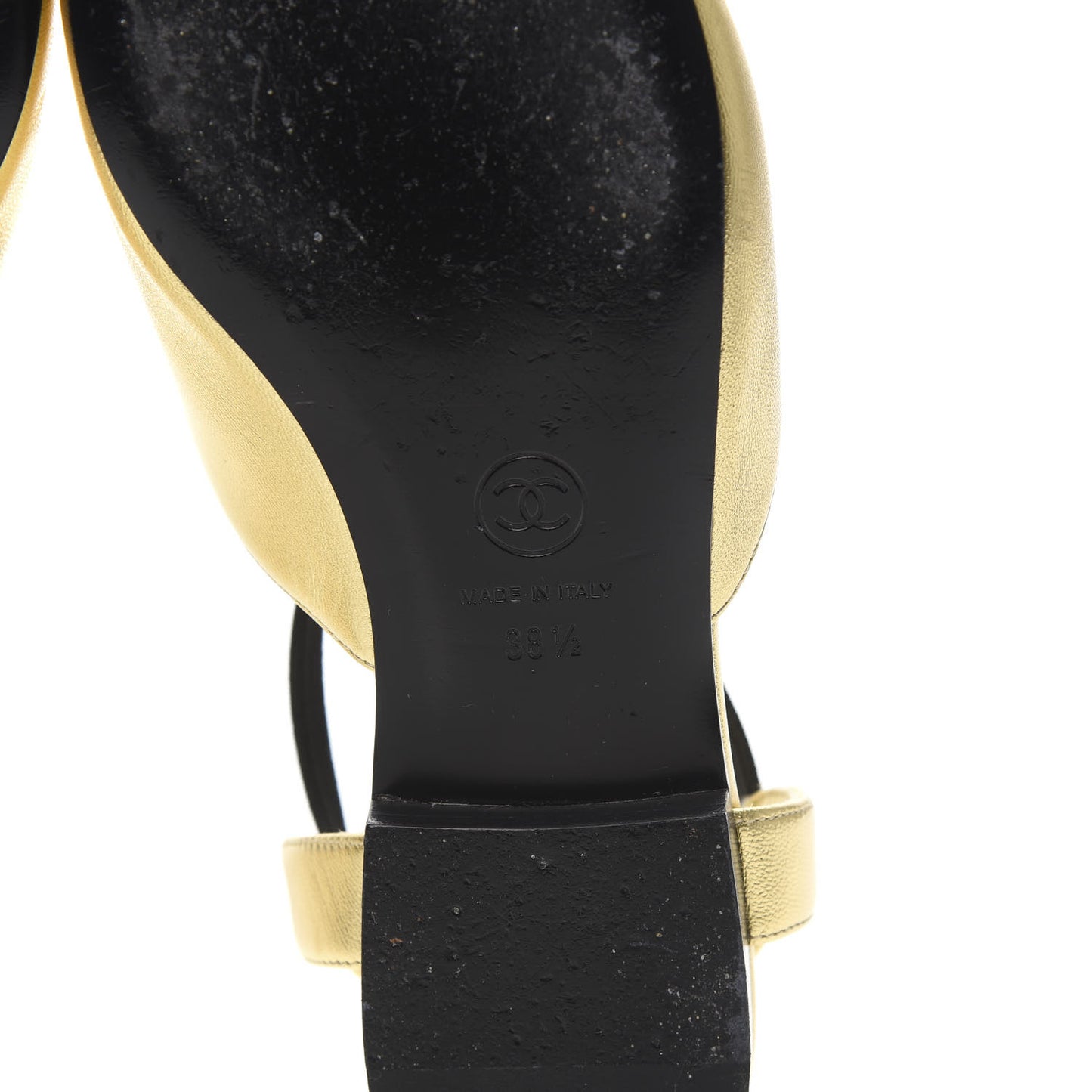 Laminated Lambskin Grosgrain Cap Toe Bow Flats 38.5 Gold Black