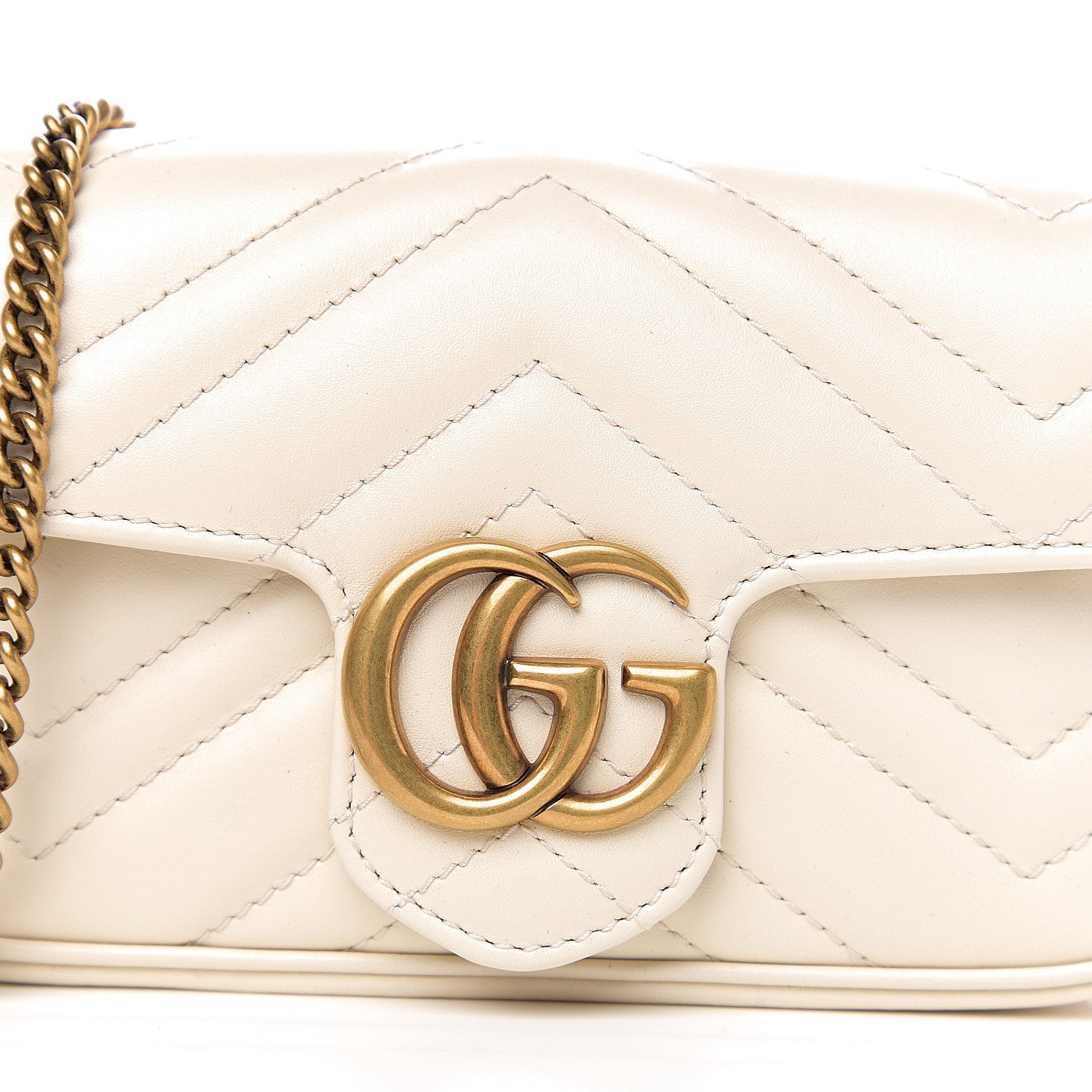 Gucci Calfskin Matelasse Super Mini GG Marmont Shoulder Bag White 10 of 10