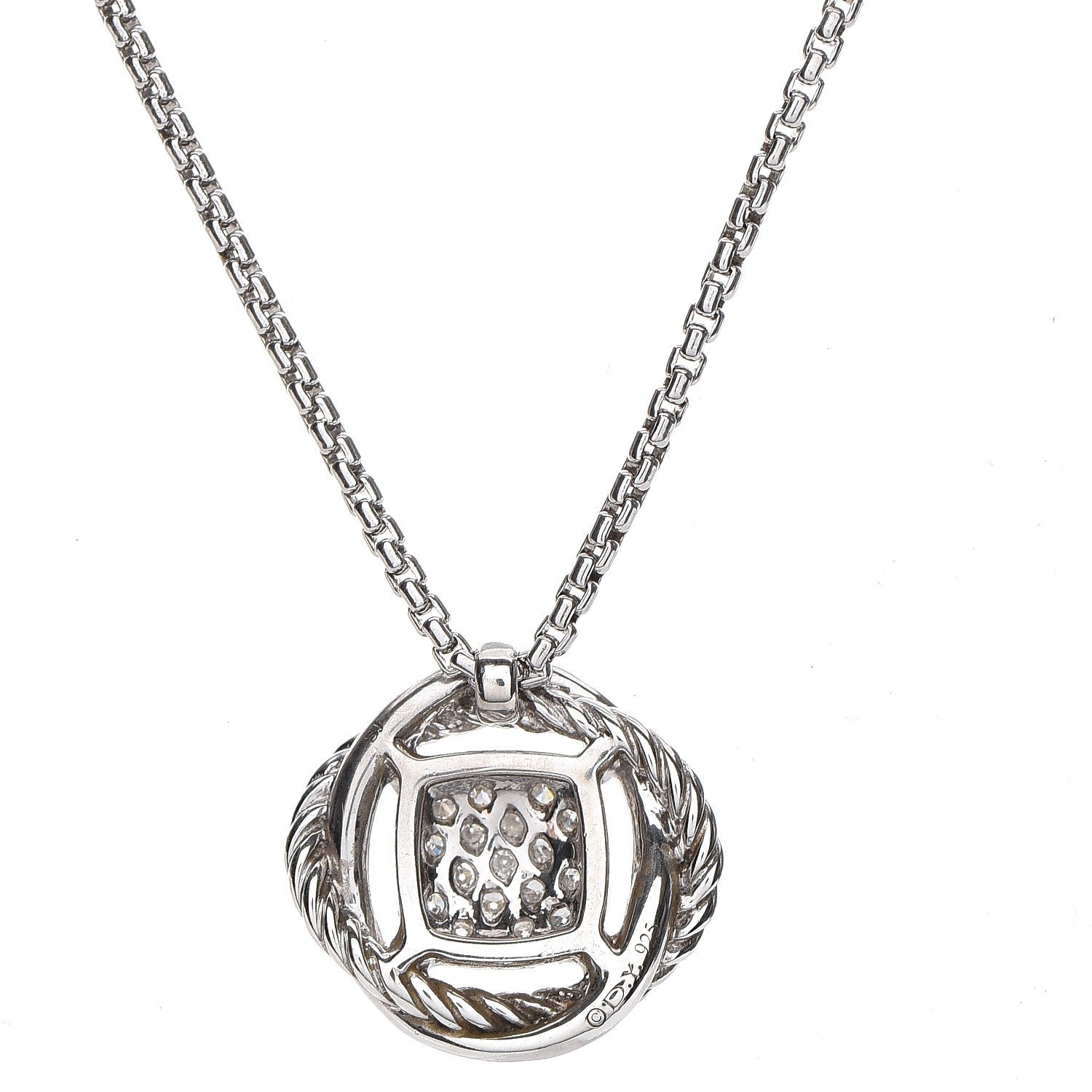 David Yurman Sterling Silver Diamond 7mm Infinity Pendant Necklace 5 of 7