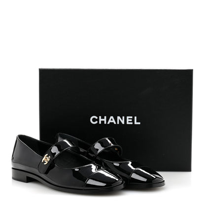 Chanel Patent Calfskin Mary Janes Flats 37.5 Black 10 of 10